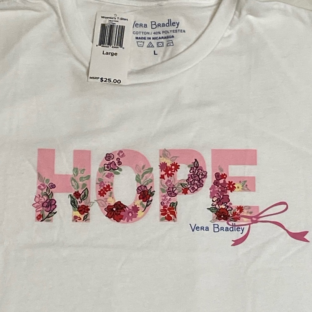 Vera Bradley NWT “Hope” Floral Graphic T-Shirt Sz. L